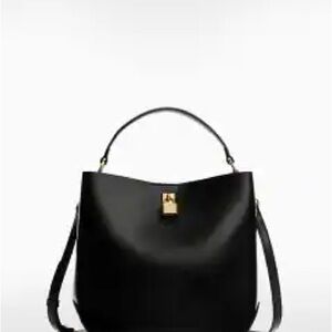 Mango Black Shoulder Bag with Gold Detail